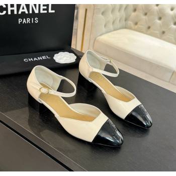 Chanel Shiny Lambskin Mary Janes Pumps White 2024 CH010208 (MD-240102075)