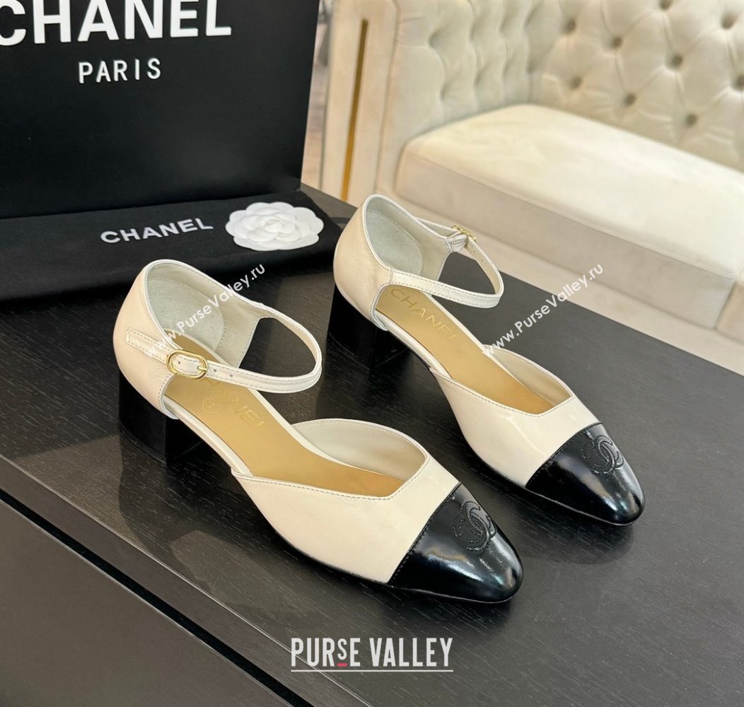 Chanel Shiny Lambskin Mary Janes Pumps White 2024 CH010208 (MD-240102075)