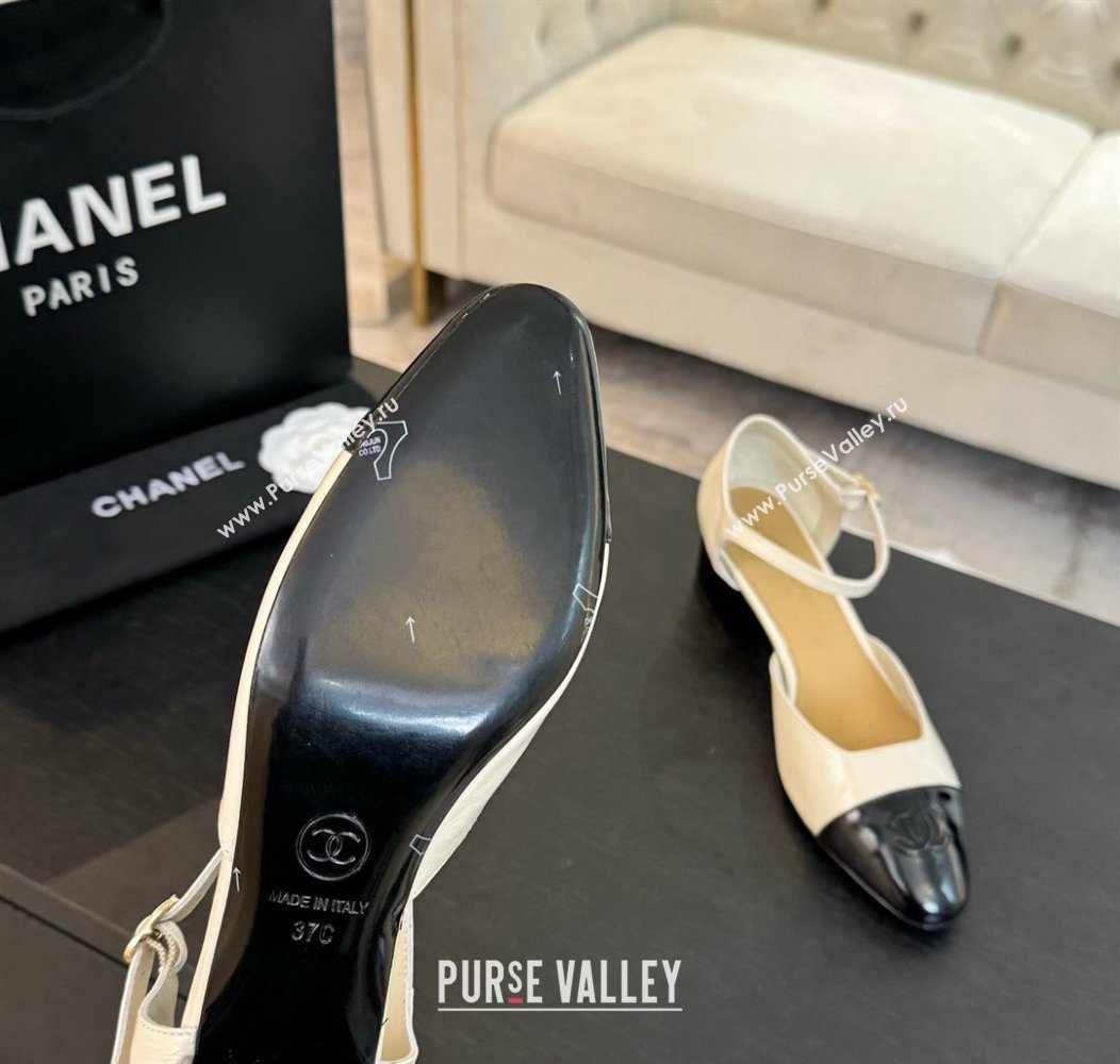 Chanel Shiny Lambskin Mary Janes Pumps White 2024 CH010208 (MD-240102075)