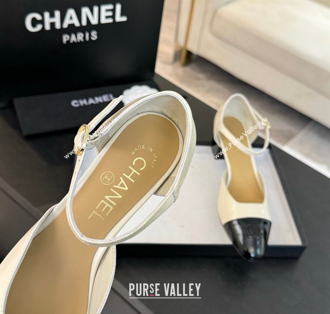 Chanel Shiny Lambskin Mary Janes Pumps White 2024 CH010208 (MD-240102075)