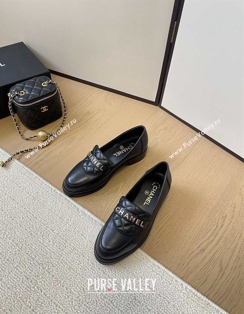 Chanel Calfskin Loafers with Quilted Foldover Black 2024 CH010209 (MD-240102076)