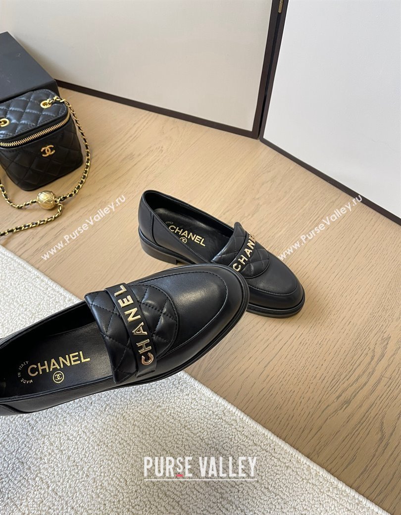 Chanel Calfskin Loafers with Quilted Foldover Black 2024 CH010209 (MD-240102076)