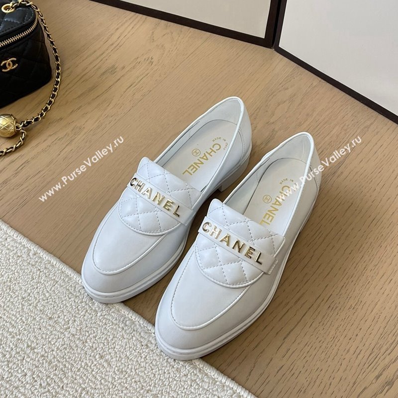 Chanel Calfskin Loafers with Quilted Foldover White 2024 CH010209 (MD-240102077)