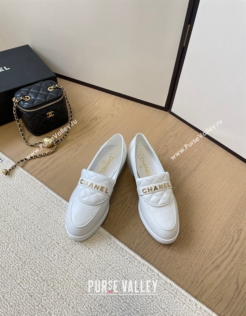 Chanel Calfskin Loafers with Quilted Foldover White 2024 CH010209 (MD-240102077)