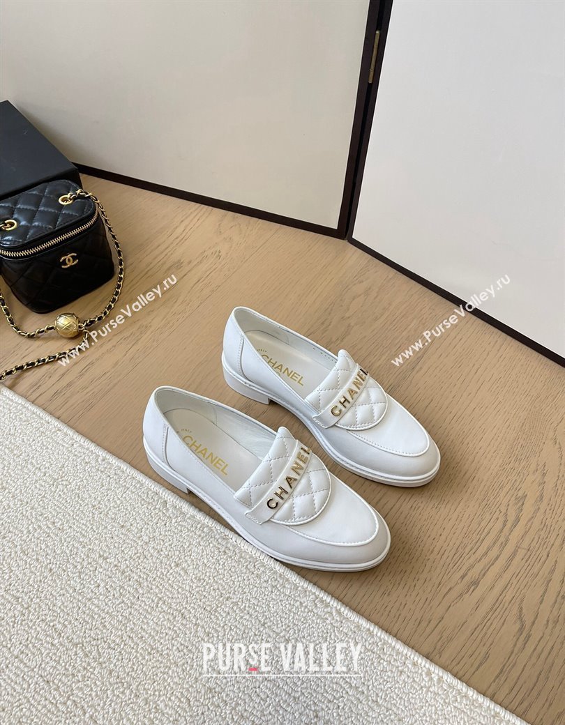 Chanel Calfskin Loafers with Quilted Foldover White 2024 CH010209 (MD-240102077)