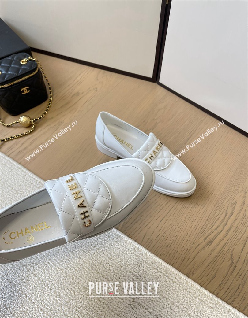 Chanel Calfskin Loafers with Quilted Foldover White 2024 CH010209 (MD-240102077)