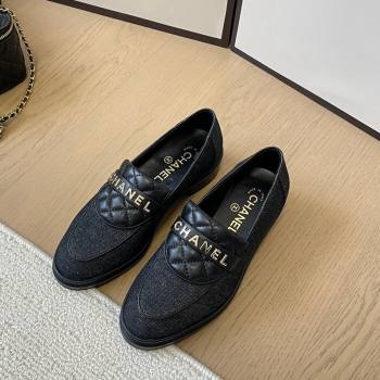 Chanel Black Denim Loafers with Quilted Foldover 2024 CH010209 (MD-240102079)