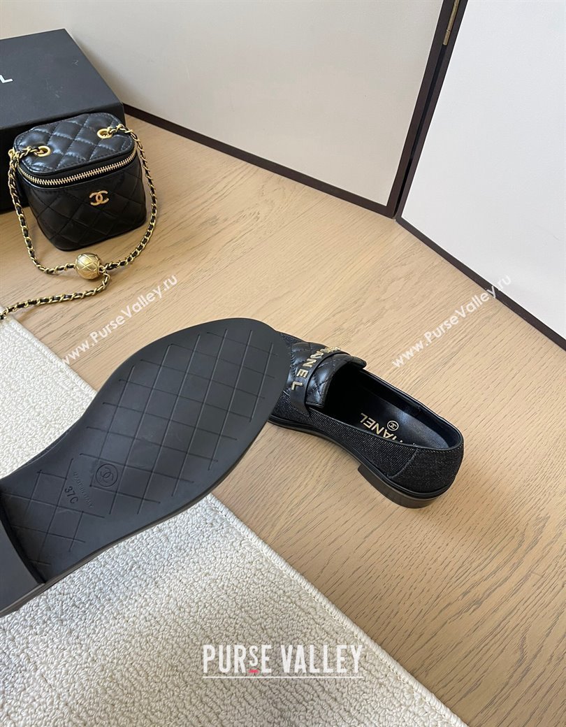 Chanel Black Denim Loafers with Quilted Foldover 2024 CH010209 (MD-240102079)