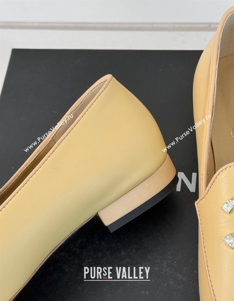 Chanel Lambskin Loafers with Strass and Chain CC G46157 Yellow 2024 (MD-250102090)