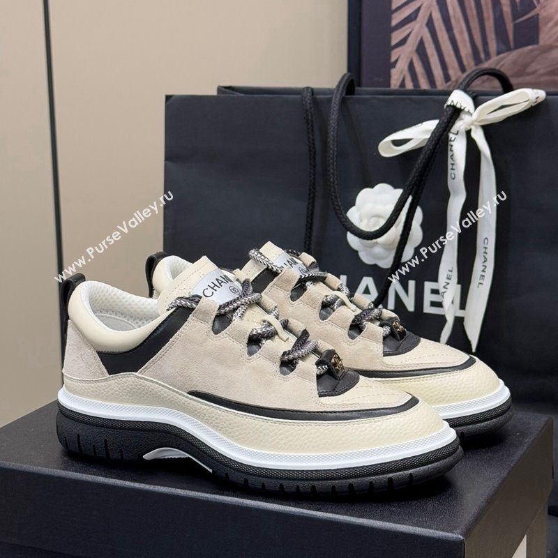 Chanel Suede and Calfskin Sneakers Light Beige 2024 CH010201 (SS-240102010)