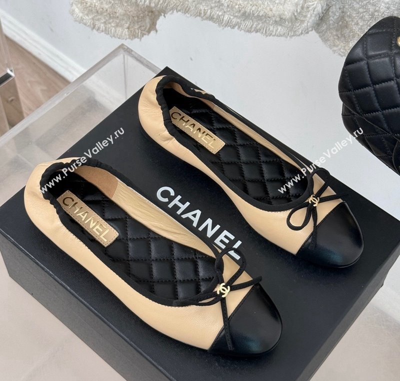 Chanel Lambskin Ballet Flats with Bow Beige 2024 G46114 (MD-250102113)