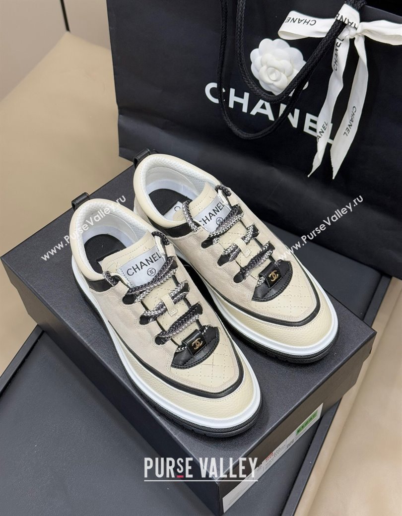 Chanel Suede and Calfskin Sneakers Light Beige 2024 CH010201 (SS-240102010)