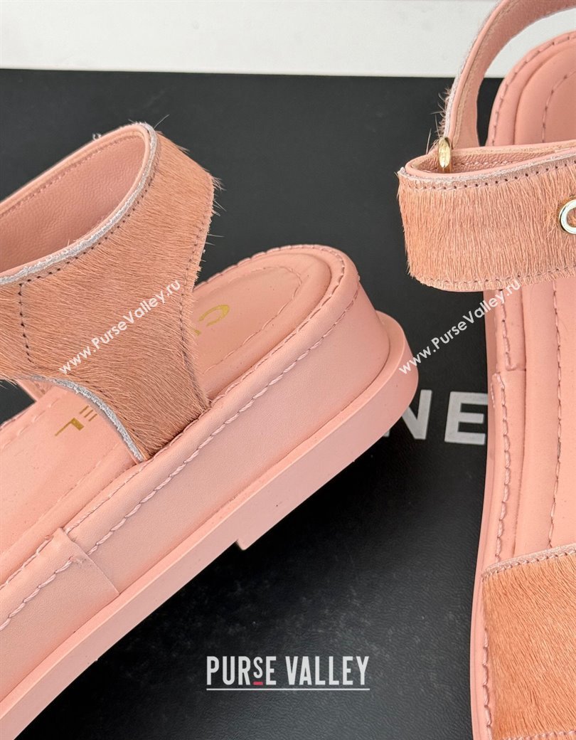 Chanel Haircalf-Like Strap Flat Sandals Pink 2024 CH010212 (MD-250102115)