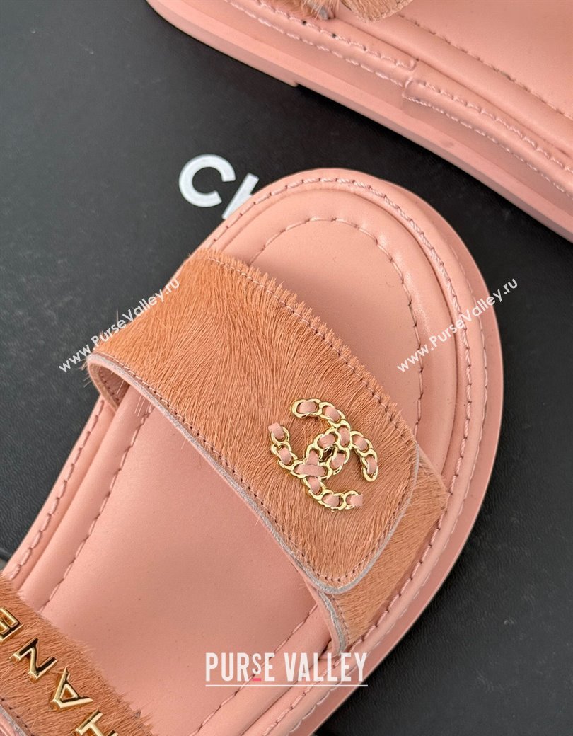 Chanel Haircalf-Like Strap Flat Sandals Pink 2024 CH010212 (MD-250102115)