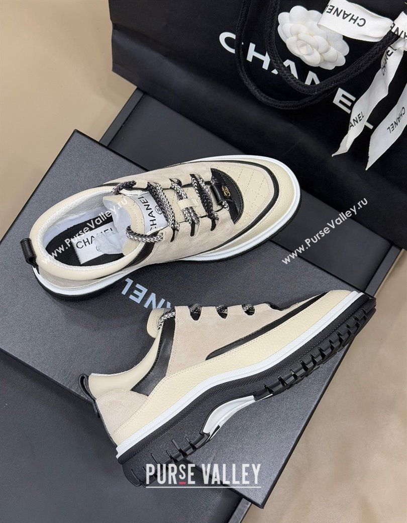 Chanel Suede and Calfskin Sneakers Light Beige 2024 CH010201 (SS-240102010)