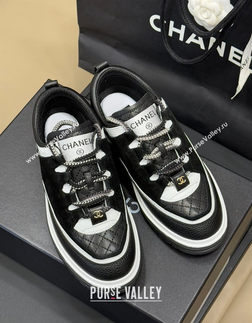 Chanel Suede and Calfskin Sneakers Black 2024 CH010201 (SS-240102011)