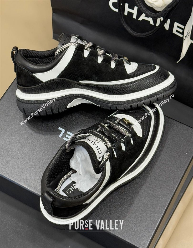 Chanel Suede and Calfskin Sneakers Black 2024 CH010201 (SS-240102011)