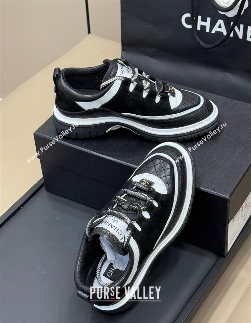 Chanel Suede and Calfskin Sneakers Black 2024 CH010201 (SS-240102011)