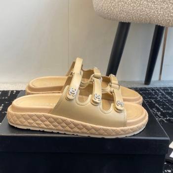 Chanel Calfskin Flat Slides Sandal with Multi Strap Beige 2024 CH010214 TOP (KL-250102154)