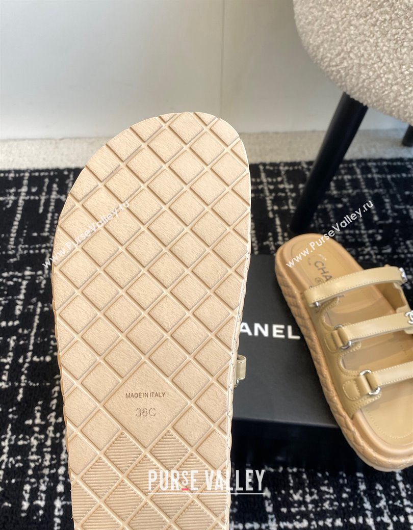 Chanel Calfskin Flat Slides Sandal with Multi Strap Beige 2024 CH010214 TOP (KL-250102154)