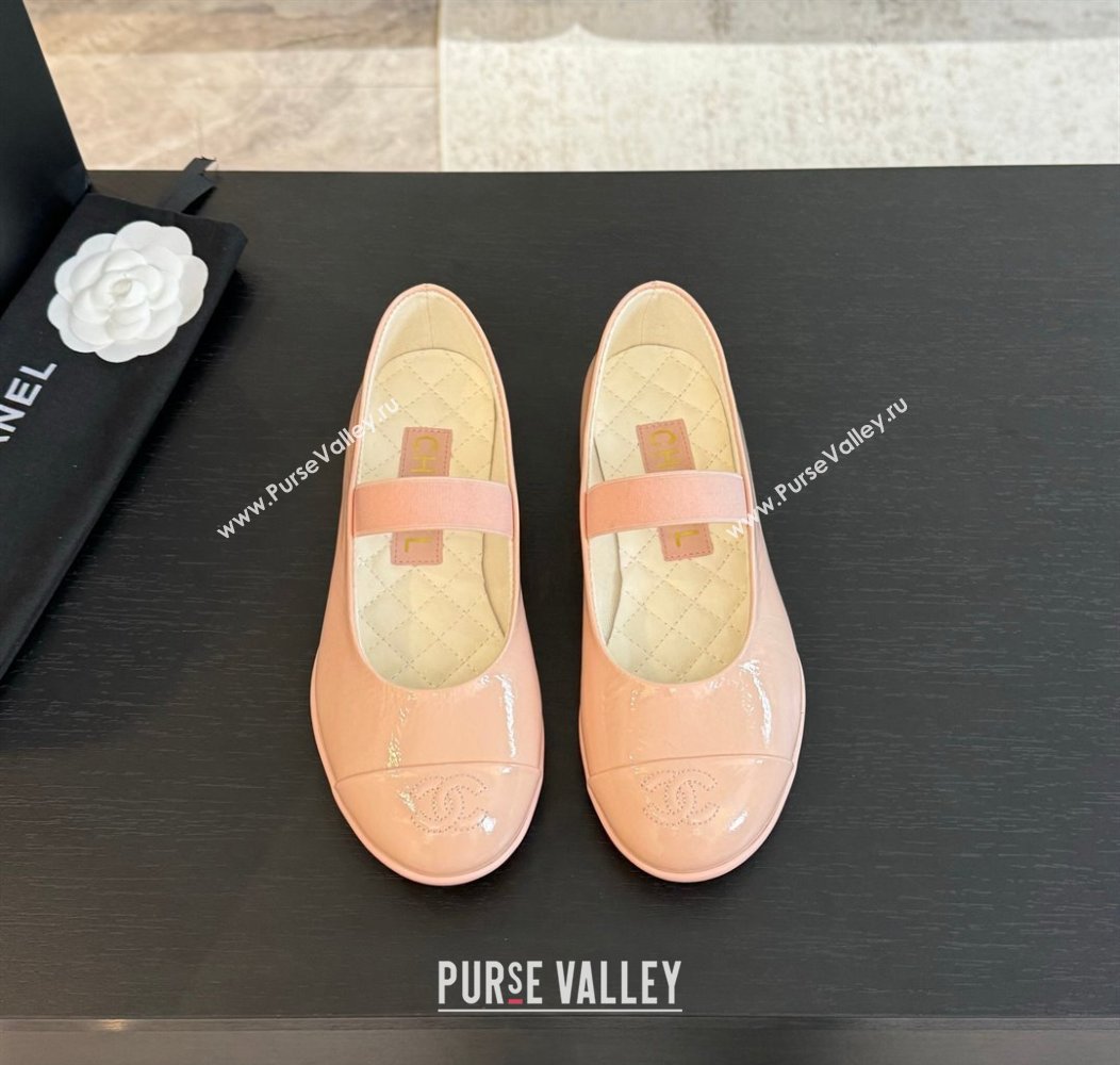 Chanel Lambskin Mary Janes Ballet Flat Light Pink 2025 G46200 (SS-250103068)