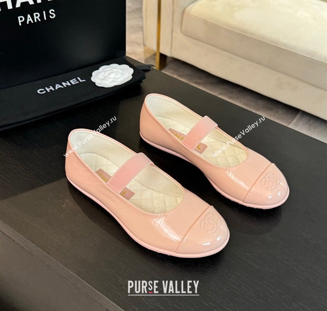 Chanel Lambskin Mary Janes Ballet Flat Light Pink 2025 G46200 (SS-250103068)