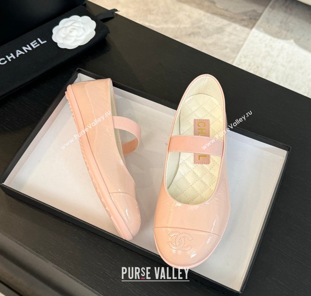 Chanel Lambskin Mary Janes Ballet Flat Light Pink 2025 G46200 (SS-250103068)