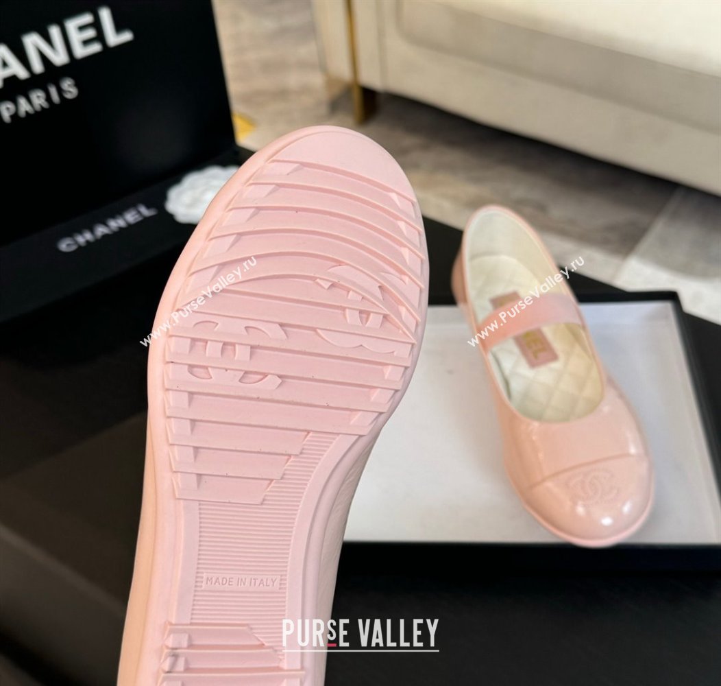 Chanel Lambskin Mary Janes Ballet Flat Light Pink 2025 G46200 (SS-250103068)