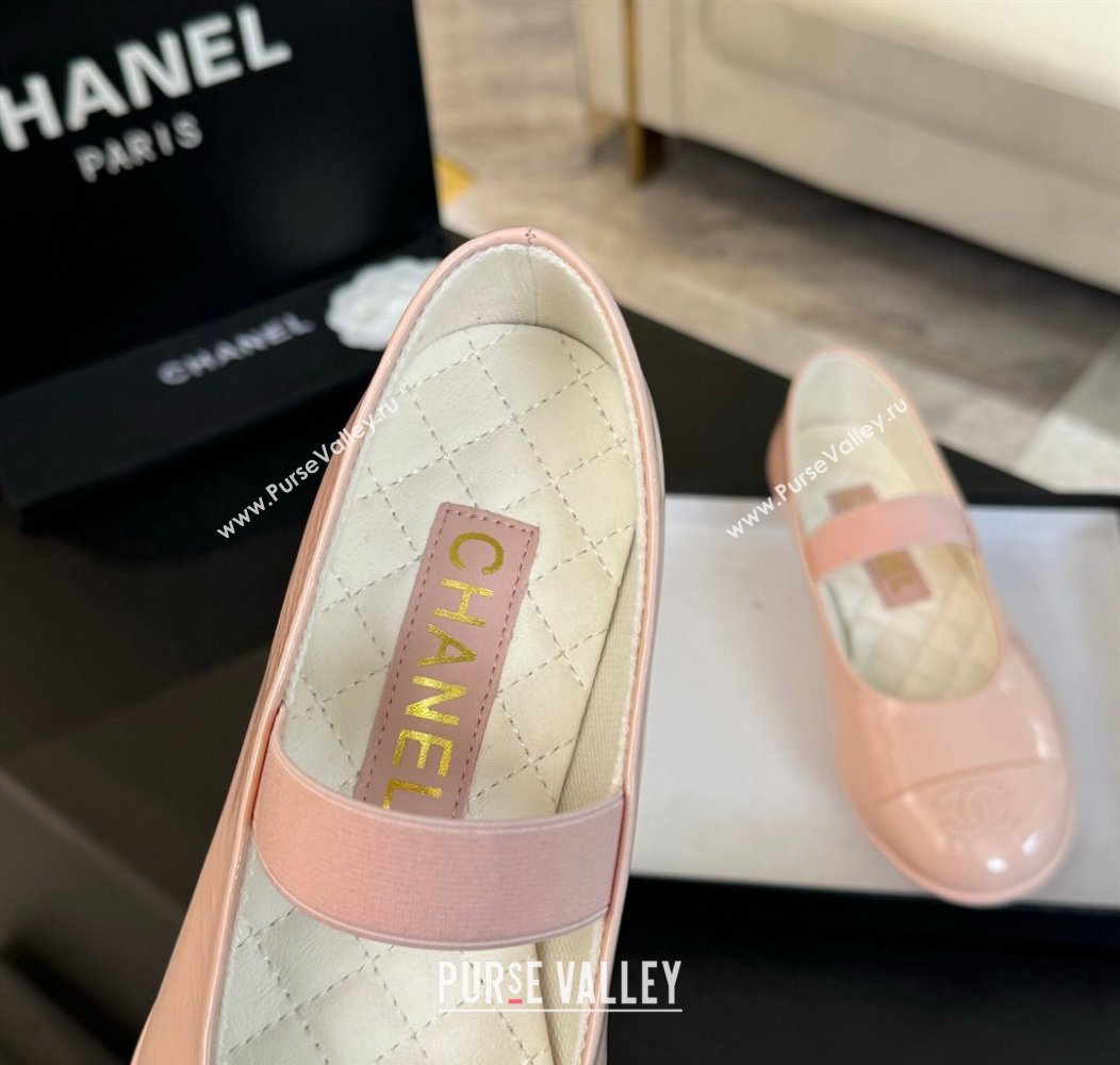 Chanel Lambskin Mary Janes Ballet Flat Light Pink 2025 G46200 (SS-250103068)