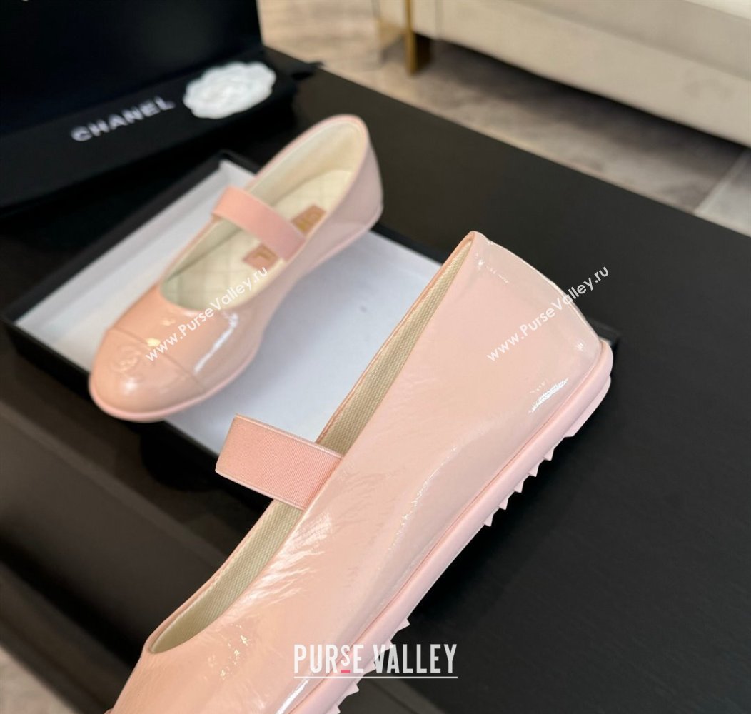 Chanel Lambskin Mary Janes Ballet Flat Light Pink 2025 G46200 (SS-250103068)