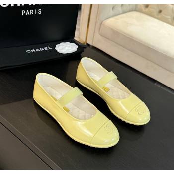 Chanel Lambskin Mary Janes Ballet Flat Yellow 2025 G46200 (SS-250103071)