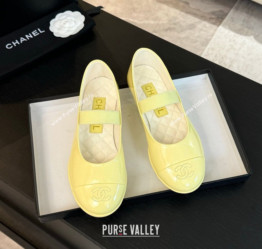 Chanel Lambskin Mary Janes Ballet Flat Yellow 2025 G46200 (SS-250103071)