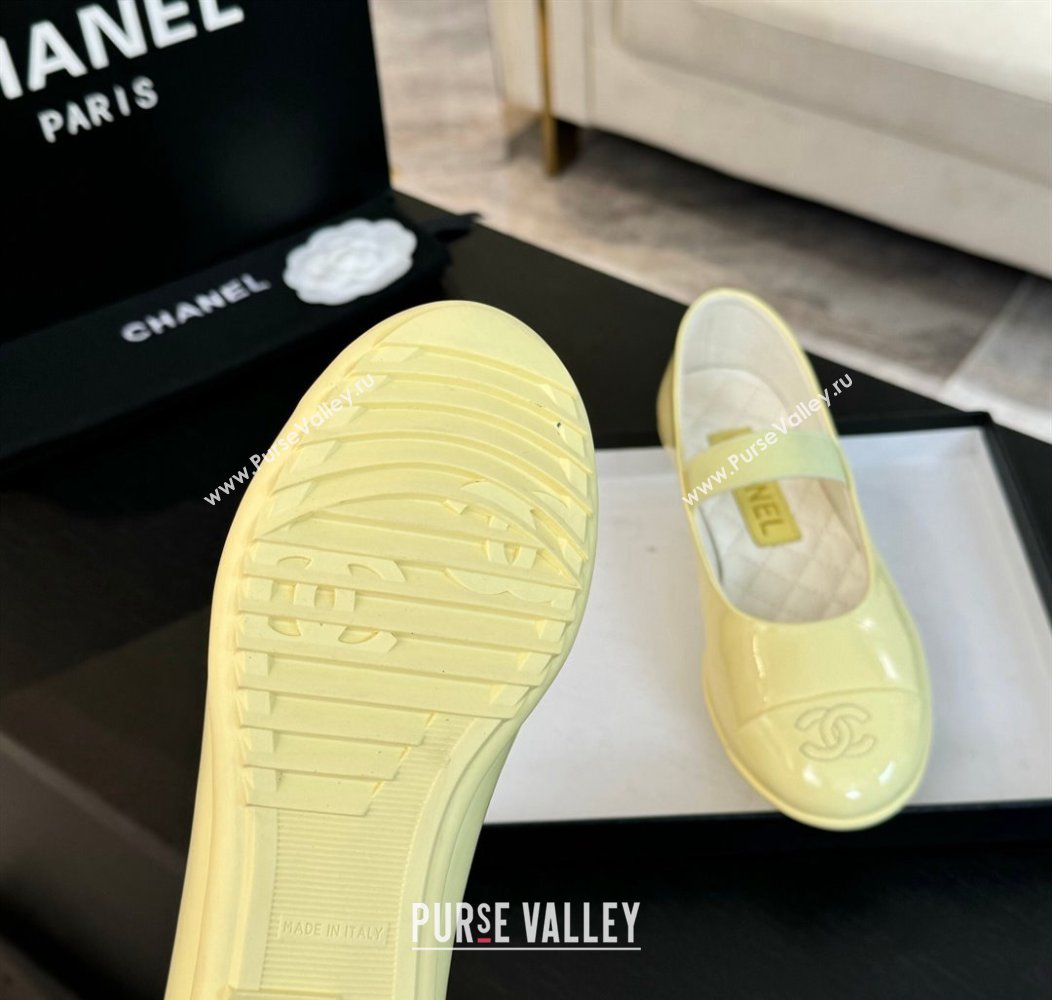 Chanel Lambskin Mary Janes Ballet Flat Yellow 2025 G46200 (SS-250103071)