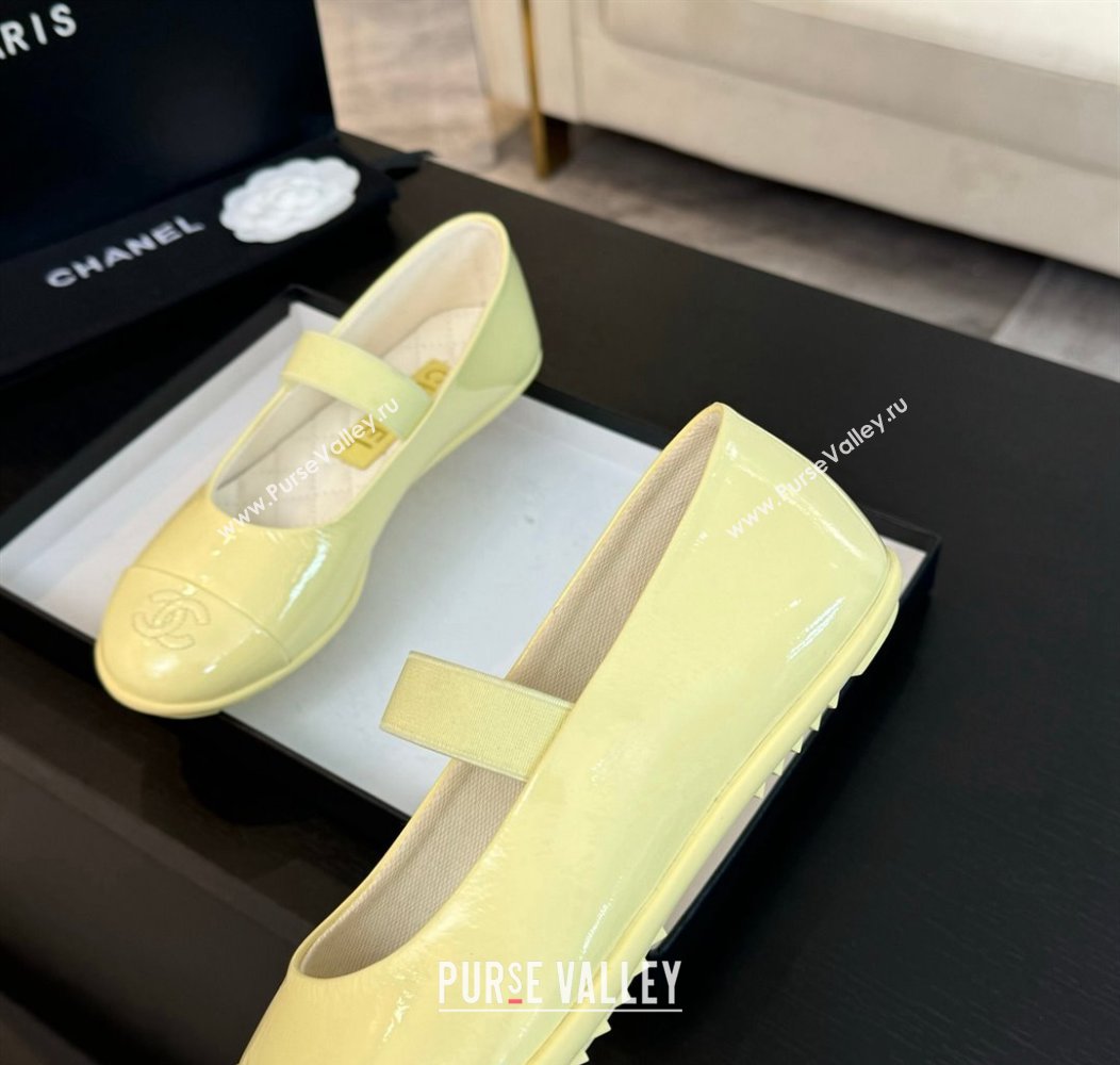 Chanel Lambskin Mary Janes Ballet Flat Yellow 2025 G46200 (SS-250103071)