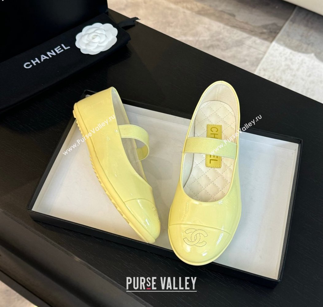 Chanel Lambskin Mary Janes Ballet Flat Yellow 2025 G46200 (SS-250103071)