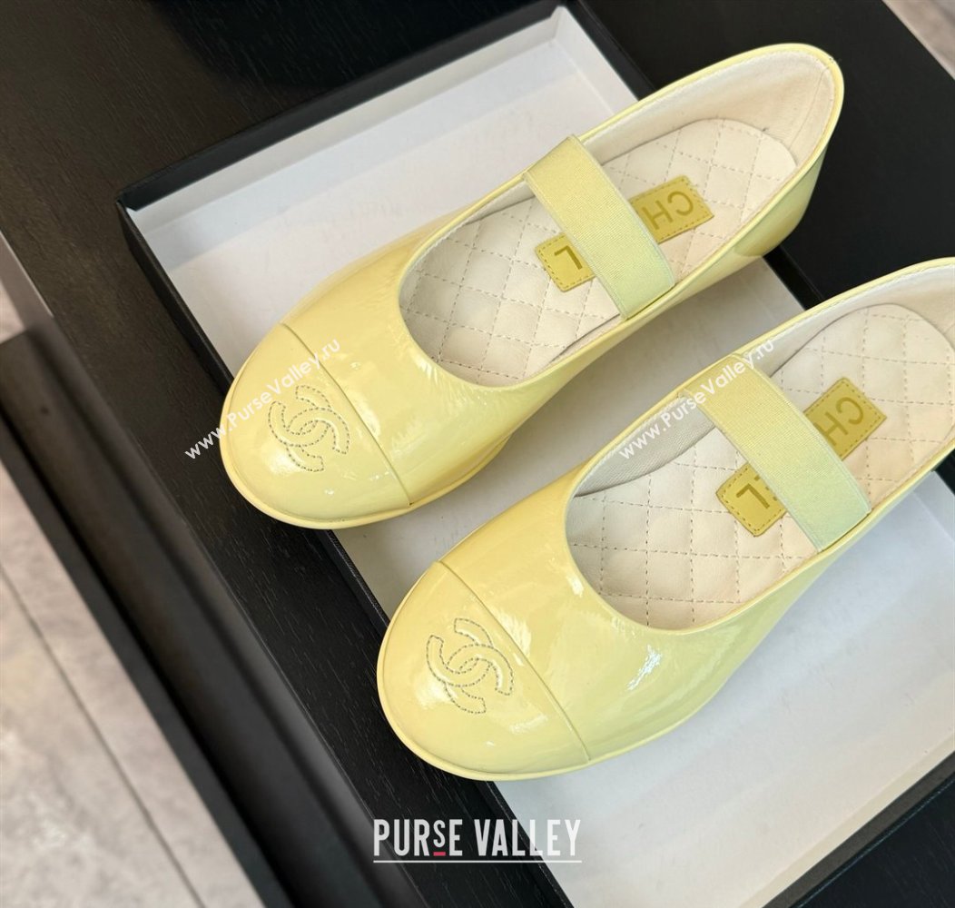 Chanel Lambskin Mary Janes Ballet Flat Yellow 2025 G46200 (SS-250103071)