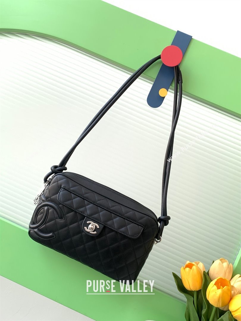 Chanel Quilted Calfskin Leather Camera Bag with Maxi CC Black1 2025 AS6326 (yezi-250111061)