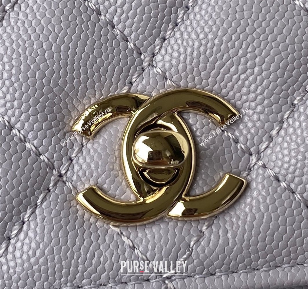 Chanel Coco Handle Quilted Grained Calfskin Small Flap Bag with Top Handle A92990 Light Purple 2025 0111 (yezi-250111002)