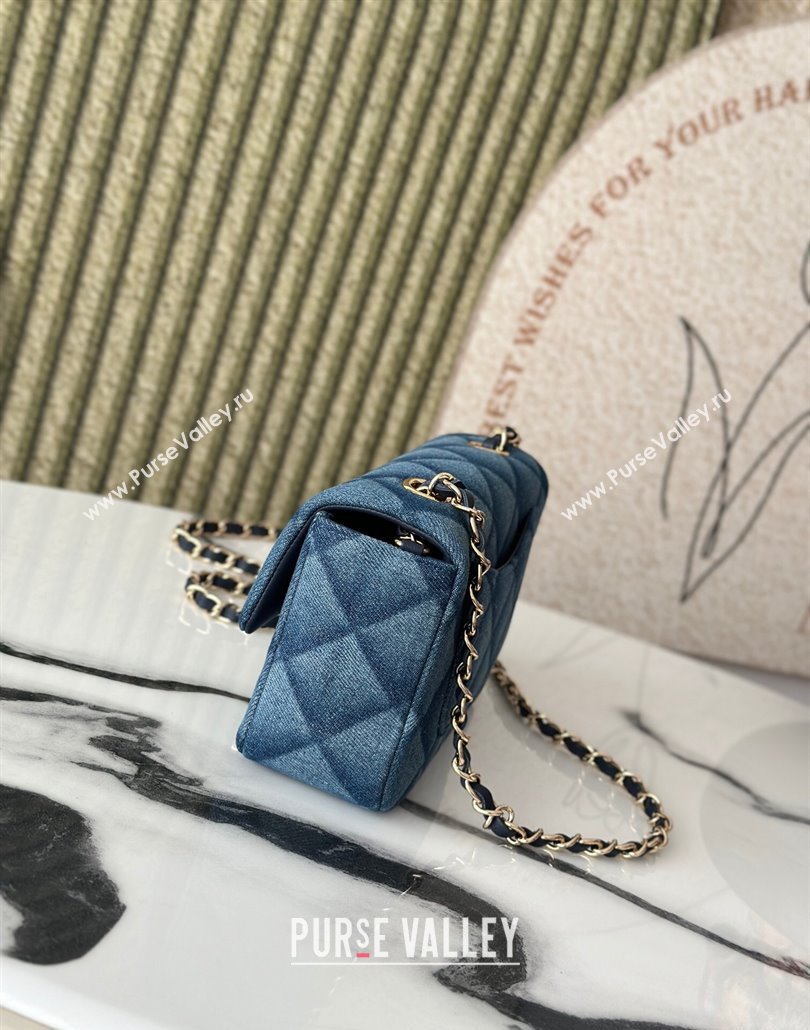 Chanel Quilted Denim Classic Mini Flap bag A69900 Blue 2025 0111 (yezi-250111035)