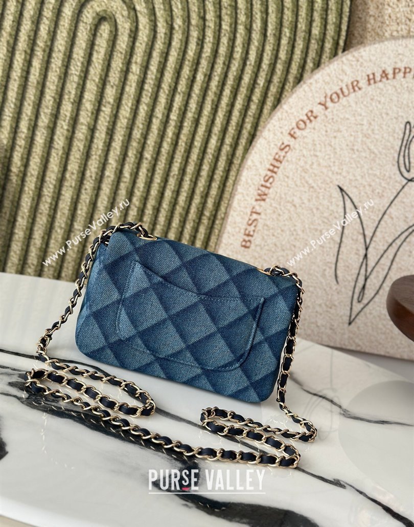 Chanel Quilted Denim Classic Mini Flap bag A69900 Blue 2025 0111 (yezi-250111035)