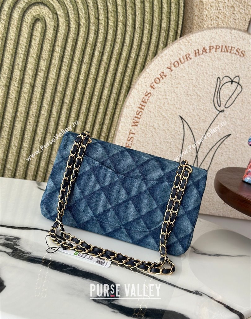 Chanel Quilted Denim Classic Medium Flap bag A01112 Blue 2025 0111 (yezi-250111036)