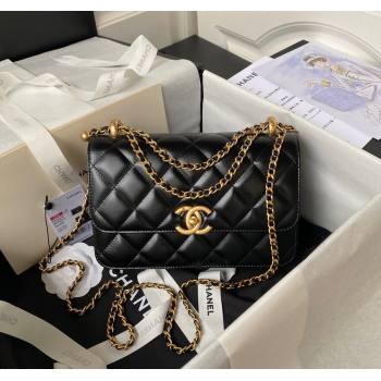 Chanel Quilted Calfskin Small Flap Bag with Gold-Tone Balls AS2649 Black 2025 (yezi-250111042)