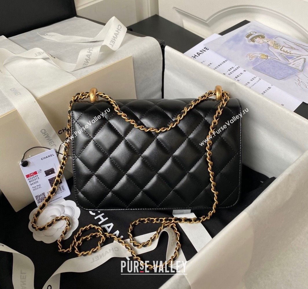 Chanel Quilted Calfskin Small Flap Bag with Gold-Tone Balls AS2649 Black 2025 (yezi-250111042)