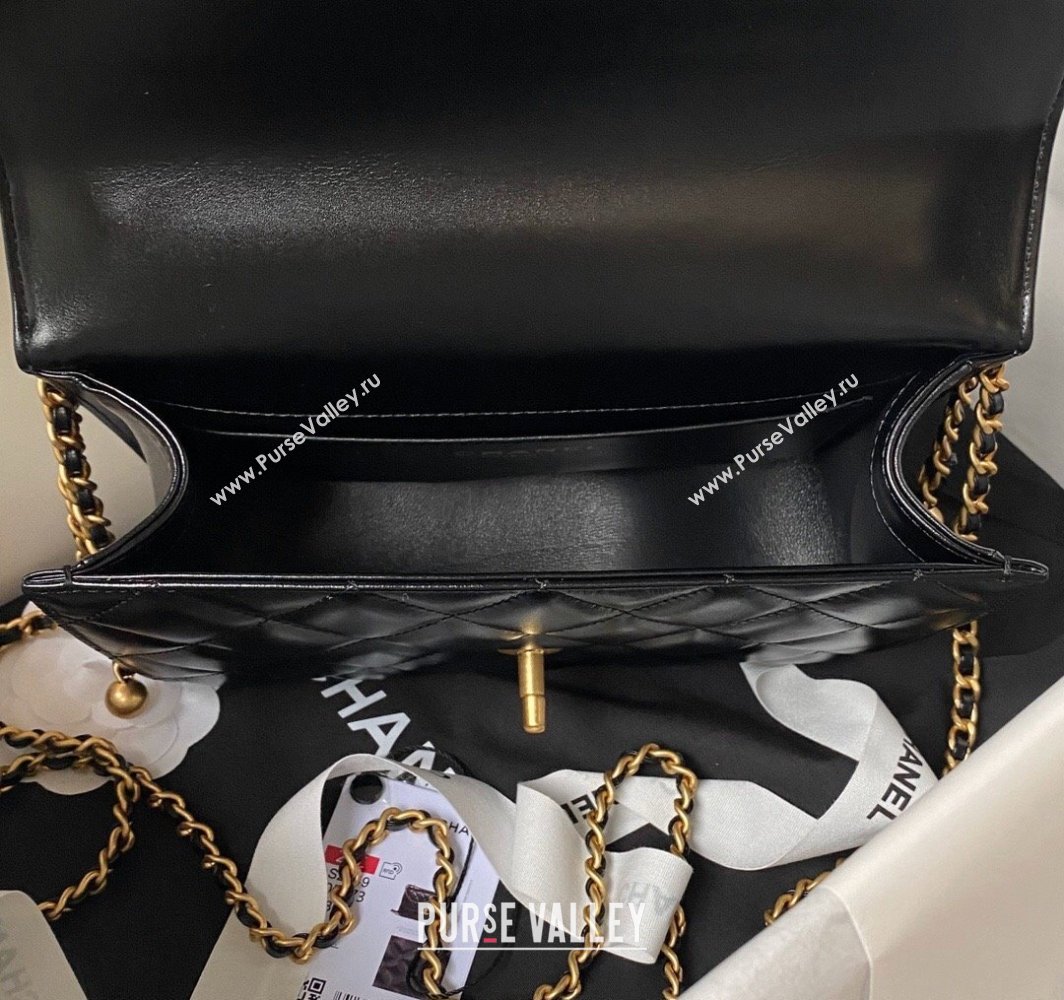 Chanel Quilted Calfskin Small Flap Bag with Gold-Tone Balls AS2649 Black 2025 (yezi-250111042)