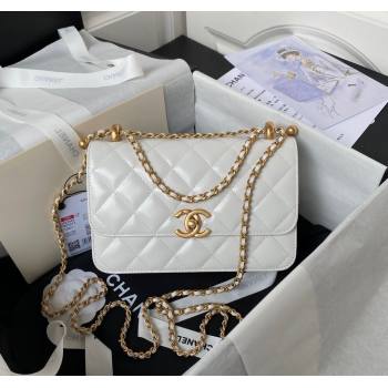 Chanel Quilted Calfskin Small Flap Bag with Gold-Tone Balls AS2649 White 2025 (yezi-250111043)