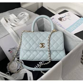 Chanel Coco Handle Quilted Grained Calfskin Small Flap Bag with Top Handle A92990 Light Green 2025 0111 (yezi-250111003)