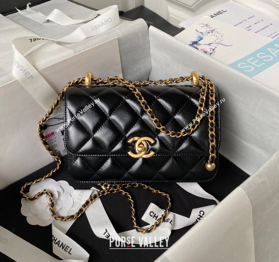 Chanel Quilted Calfskin Mini Flap Bag with Gold-Tone Balls AS2615 Black 2025 (yezi-250111040)