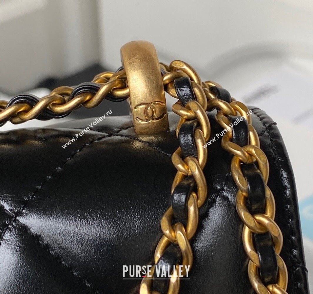 Chanel Quilted Calfskin Mini Flap Bag with Gold-Tone Balls AS2615 Black 2025 (yezi-250111040)