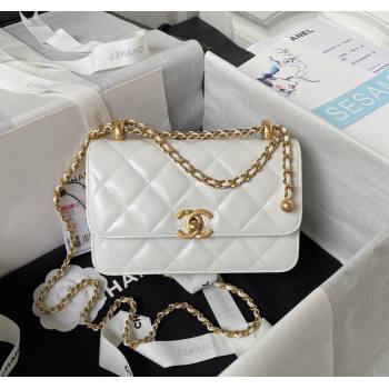 Chanel Quilted Calfskin Mini Flap Bag with Gold-Tone Balls AS2615 White 2025 (yezi-250111041)