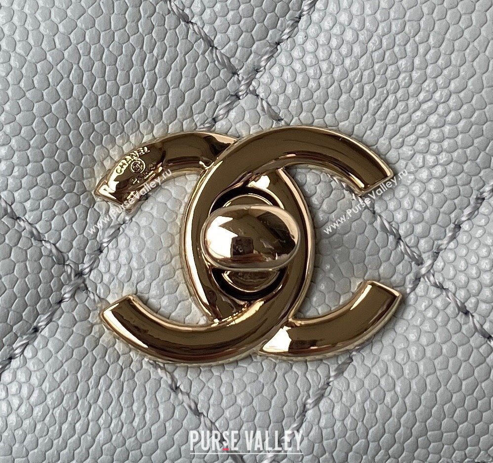 Chanel Coco Handle Quilted Grained Calfskin Small Flap Bag with Top Handle A92990 Light Green 2025 0111 (yezi-250111003)